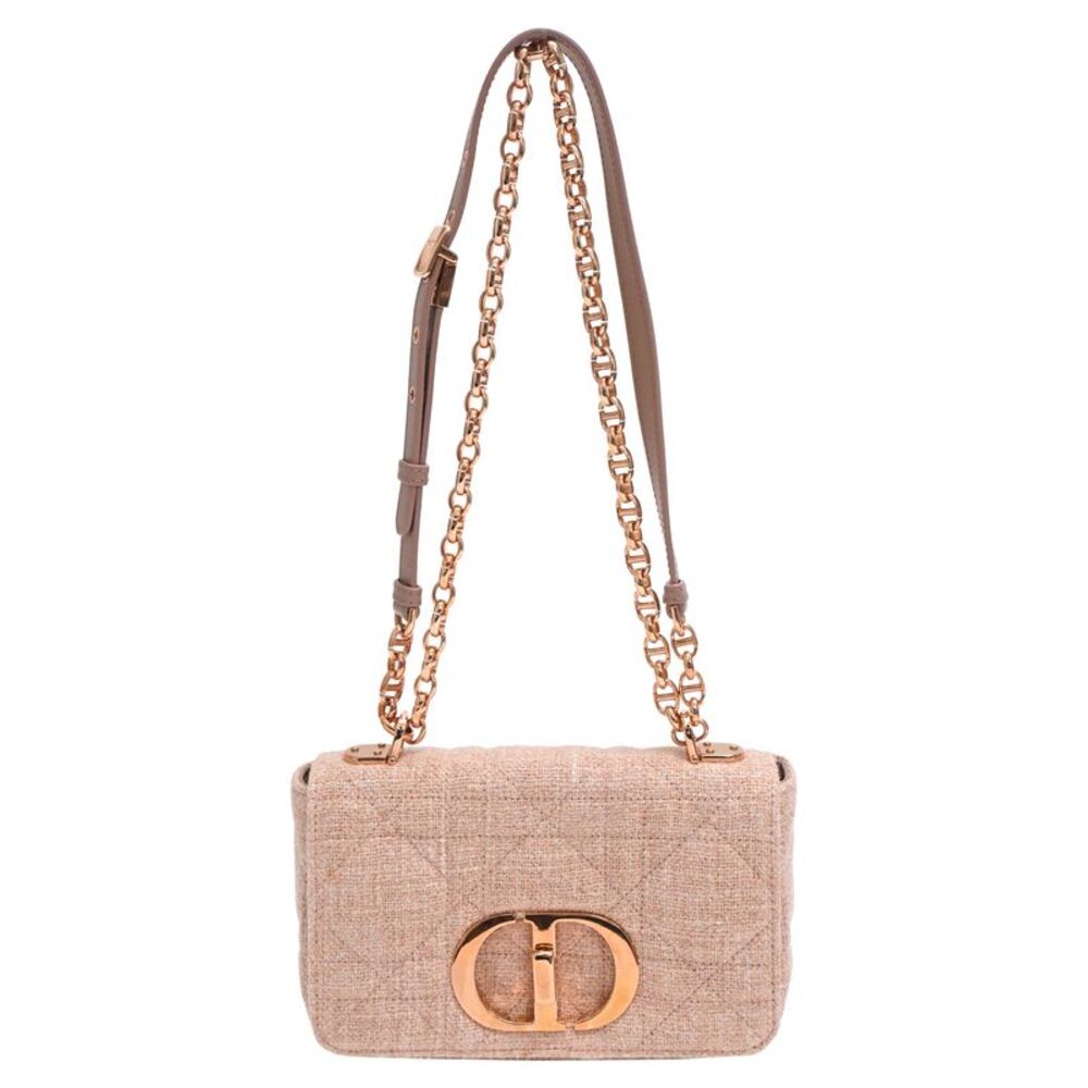 Dior Small Caro Macrocannage Bag in Pink Linen